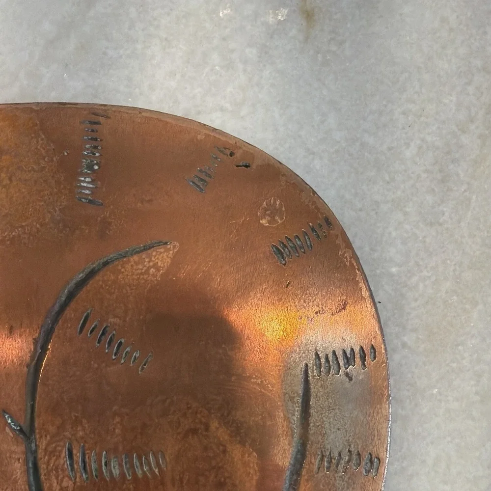 Vintage Copper Cat Trivet 8in Oval Mid Century Kitchen Decor OLA003
